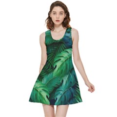 Tropical Green Leaves Background Inside Out Reversible Sleeveless Dress by Amaryn4rt