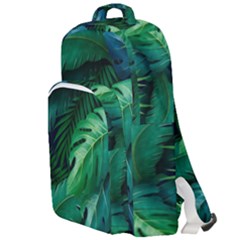 Tropical Green Leaves Background Double Compartment Backpack by Amaryn4rt