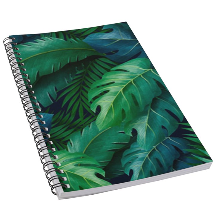 Tropical Green Leaves Background 5.5  x 8.5  Notebook