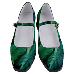 Tropical Green Leaves Background Women s Mary Jane Shoes by Amaryn4rt