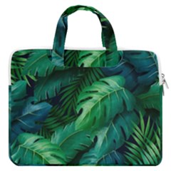 Tropical Green Leaves Background Macbook Pro 13  Double Pocket Laptop Bag by Amaryn4rt