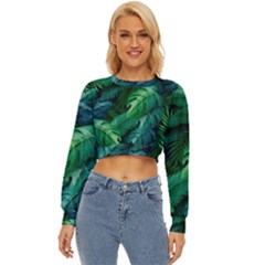 Tropical Green Leaves Background Lightweight Long Sleeve Sweatshirt by Amaryn4rt