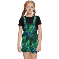 Tropical Green Leaves Background Kids  Short Overalls by Amaryn4rt