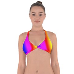 Multi-color-rainbow-background Halter Neck Bikini Top by Amaryn4rt