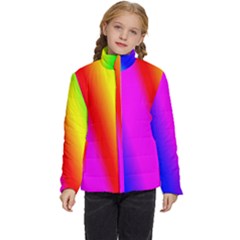 Multi-color-rainbow-background Kids  Puffer Bubble Jacket Coat by Amaryn4rt