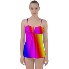 Multi-color-rainbow-background Babydoll Tankini Set by Amaryn4rt