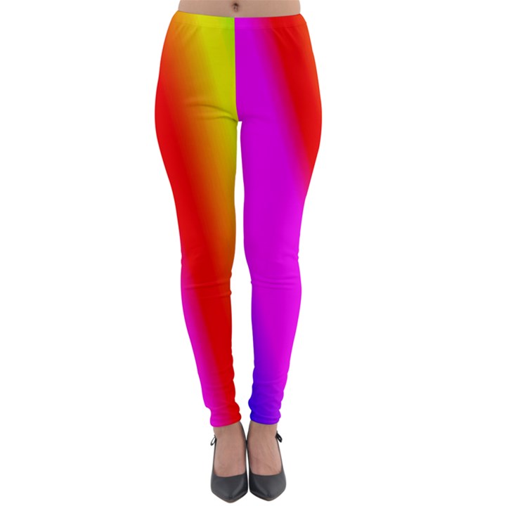 Multi-color-rainbow-background Lightweight Velour Leggings