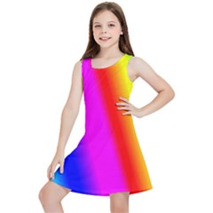 Multi-color-rainbow-background Kids  Lightweight Sleeveless Dress by Amaryn4rt