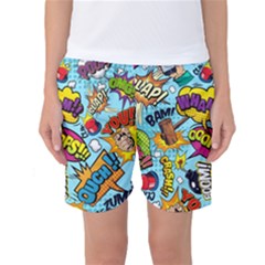 Comic Elements Colorful Seamless Pattern Women s Basketball Shorts by Amaryn4rt