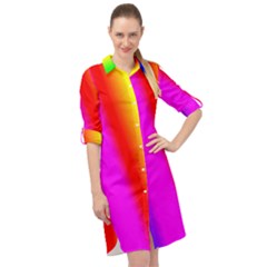 Multi-color-rainbow-background Long Sleeve Mini Shirt Dress by Amaryn4rt