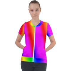 Multi-color-rainbow-background Short Sleeve Zip Up Jacket by Amaryn4rt