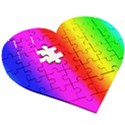 Multi-color-rainbow-background Wooden Puzzle Heart View3