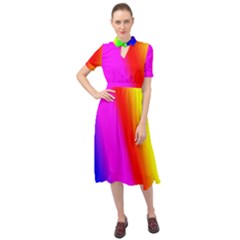 Multi-color-rainbow-background Keyhole Neckline Chiffon Dress by Amaryn4rt