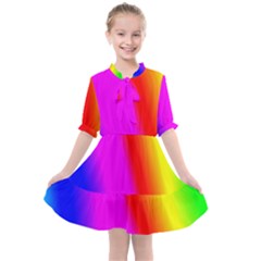 Multi-color-rainbow-background Kids  All Frills Chiffon Dress by Amaryn4rt