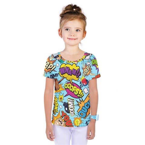 Comic Elements Colorful Seamless Pattern Kids  One Piece T-shirt by Amaryn4rt