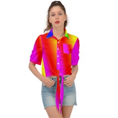 Multi-color-rainbow-background Tie Front Shirt  by Amaryn4rt