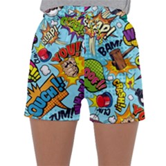 Comic Elements Colorful Seamless Pattern Sleepwear Shorts by Amaryn4rt