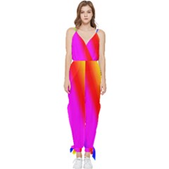 Multi-color-rainbow-background Sleeveless Tie Ankle Chiffon Jumpsuit by Amaryn4rt