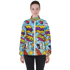 Comic Elements Colorful Seamless Pattern Women s High Neck Windbreaker by Amaryn4rt