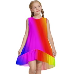 Multi-color-rainbow-background Kids  Frill Swing Dress by Amaryn4rt