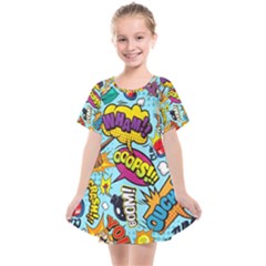 Comic Elements Colorful Seamless Pattern Kids  Smock Dress by Amaryn4rt