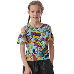 Comic Elements Colorful Seamless Pattern Kids  Butterfly Cutout T-shirt by Amaryn4rt