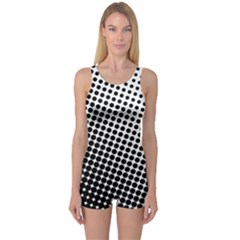 Background-wallpaper-texture-lines Dot Dots Black White One Piece Boyleg Swimsuit by Amaryn4rt