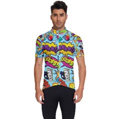 Comic Elements Colorful Seamless Pattern Men s Short Sleeve Cycling Jersey by Amaryn4rt