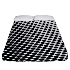 Background-wallpaper-texture-lines Dot Dots Black White Fitted Sheet (King Size)