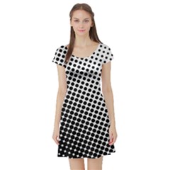 Background-wallpaper-texture-lines Dot Dots Black White Short Sleeve Skater Dress