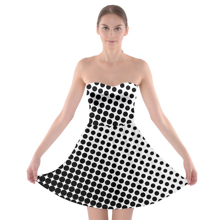 Background-wallpaper-texture-lines Dot Dots Black White Strapless Bra Top Dress