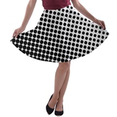 Background-wallpaper-texture-lines Dot Dots Black White A-line Skater Skirt by Amaryn4rt