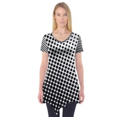 Background-wallpaper-texture-lines Dot Dots Black White Short Sleeve Tunic 