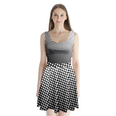 Background-wallpaper-texture-lines Dot Dots Black White Split Back Mini Dress  by Amaryn4rt