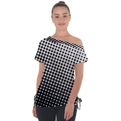 Background-wallpaper-texture-lines Dot Dots Black White Off Shoulder Tie-Up T-Shirt