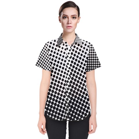 Background-wallpaper-texture-lines Dot Dots Black White Women s Short Sleeve Shirt by Amaryn4rt