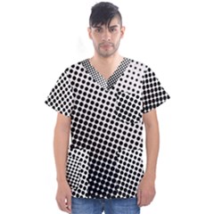 Background-wallpaper-texture-lines Dot Dots Black White Men s V-Neck Scrub Top