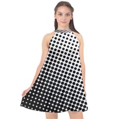 Background-wallpaper-texture-lines Dot Dots Black White Halter Neckline Chiffon Dress 