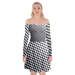 Background-wallpaper-texture-lines Dot Dots Black White Off Shoulder Skater Dress