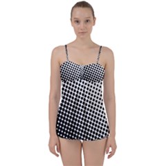 Background-wallpaper-texture-lines Dot Dots Black White Babydoll Tankini Set