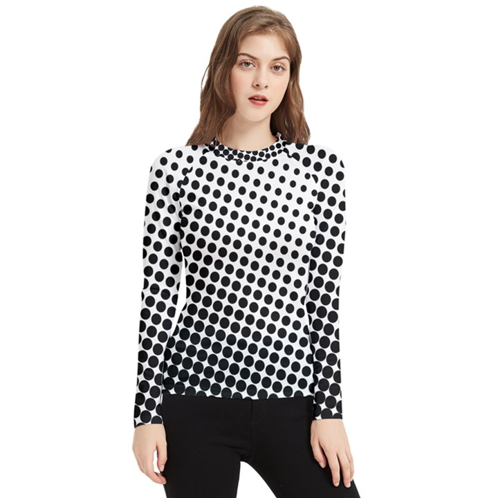 Background-wallpaper-texture-lines Dot Dots Black White Women s Long Sleeve Rash Guard