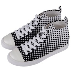 Background-wallpaper-texture-lines Dot Dots Black White Women s Mid-top Canvas Sneakers by Amaryn4rt