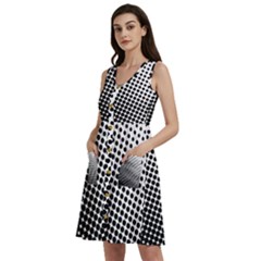 Background-wallpaper-texture-lines Dot Dots Black White Sleeveless Dress With Pocket