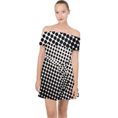 Background-wallpaper-texture-lines Dot Dots Black White Off Shoulder Chiffon Dress