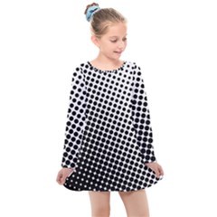 Background-wallpaper-texture-lines Dot Dots Black White Kids  Long Sleeve Dress