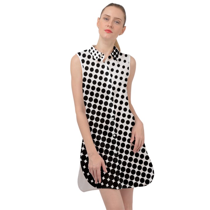 Background-wallpaper-texture-lines Dot Dots Black White Sleeveless Shirt Dress