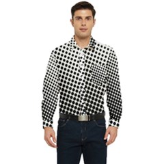 Background-wallpaper-texture-lines Dot Dots Black White Men s Long Sleeve Pocket Shirt  by Amaryn4rt