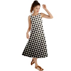 Background-wallpaper-texture-lines Dot Dots Black White Summer Maxi Dress