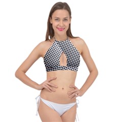 Background-wallpaper-texture-lines Dot Dots Black White Cross Front Halter Bikini Top by Amaryn4rt