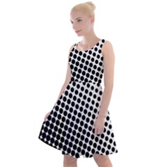 Background-wallpaper-texture-lines Dot Dots Black White Knee Length Skater Dress